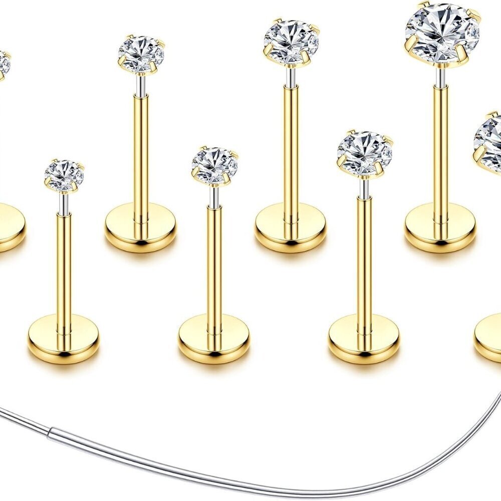 Titanium Flat Back Earrings Piercing Kit Hypoallergenic for Men Women